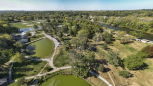 Drone image of the city park.