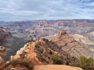 Another photo of the Grand Canyon, taken about halfway down the Kaibob trail, revealing more of the trail below.