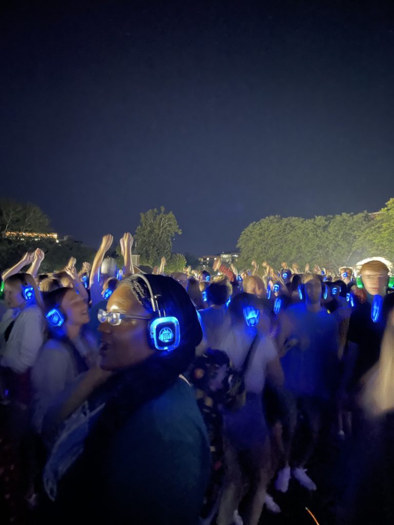 A picture of students at the Silent Disco