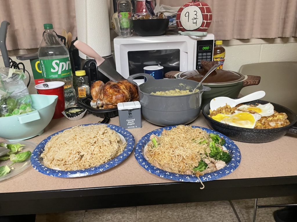 Food that my friends and I each cooked to share at Friendsgiving.