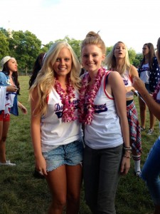 My high school friend (left) and I at Bid Day where we found out we were both members of Delta Gamma!