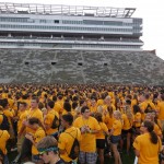 A sea of first years on Kinnick field