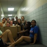 One of our floor bonding moments :) Sophomores and freshmen having fun with a cardboard box